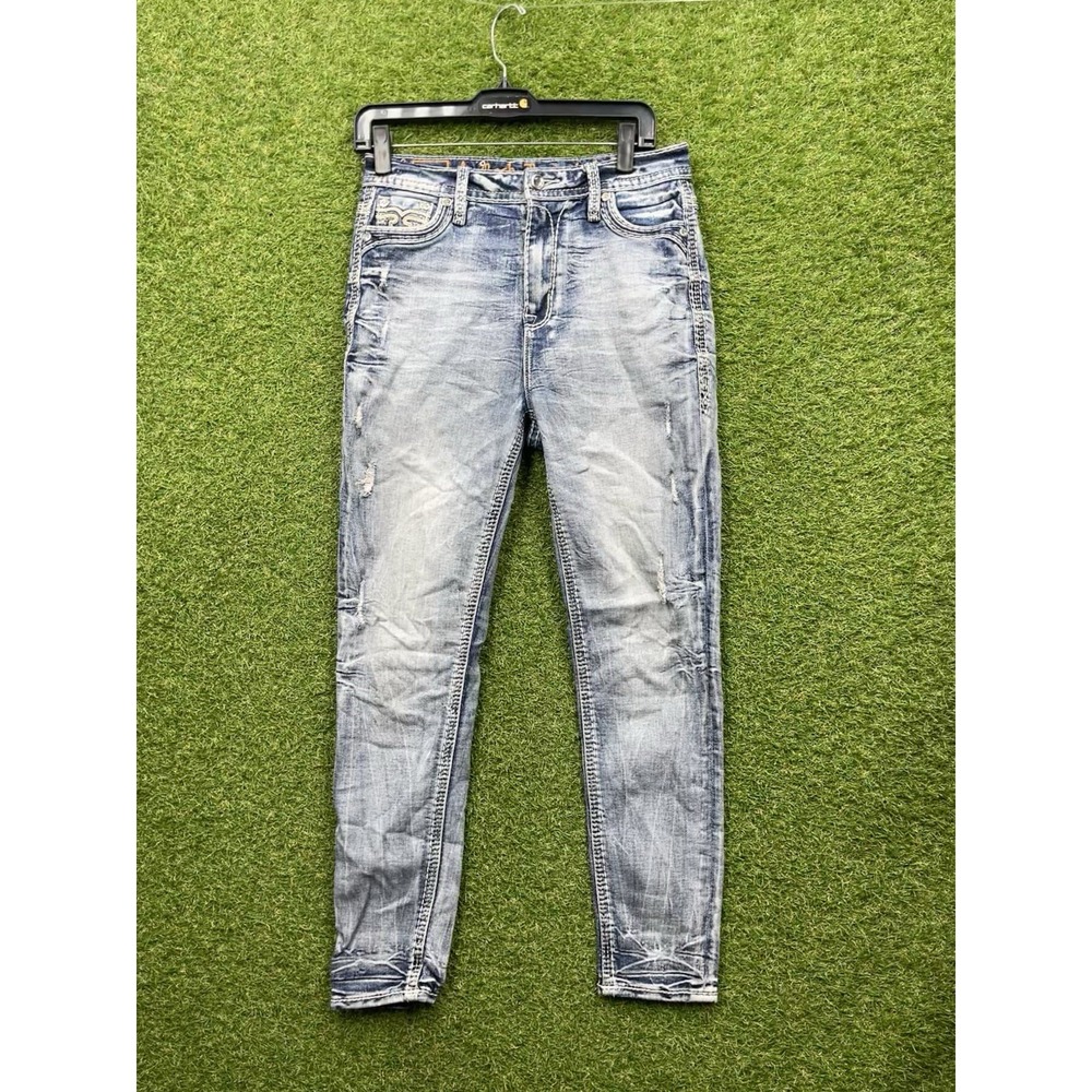 Rock Revival Jeans Womens 28 Embellished Skinny Light Wash High Rise 5-Pocket